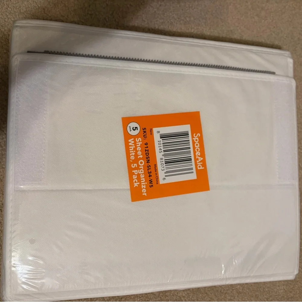 Sheet Storage Organizer Boxes – White – Set of 5 (New in Package)